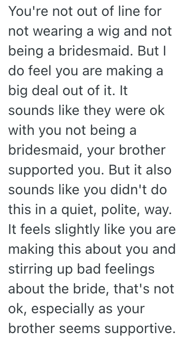 Screenshot 2025 06 14 at 1.27.03 PM She Said She Wouldnt Wear A Wig To Her Brothers Wedding, And Now No One Wants Her To Be There